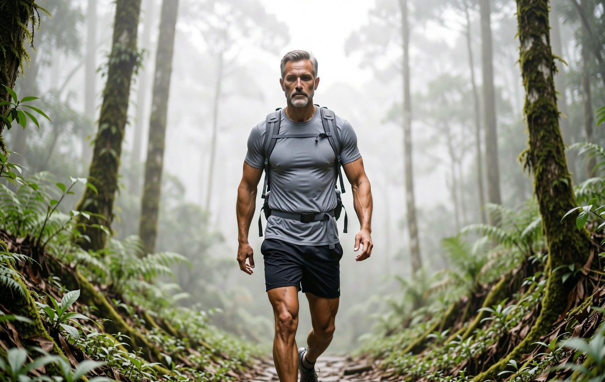 Active man over 40 in nature